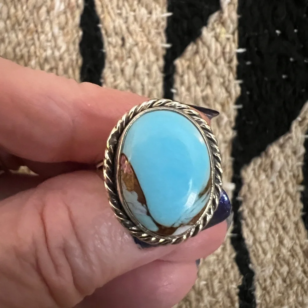❤️ Cotton Candy Kingman Turquoise 925 Navajo Southwestern Size 6.75 Ring 6.3 Gm